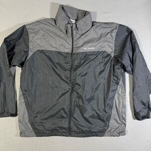 Columbia‎ Mens Windbreaker Jacket Lightweight Full Zip Packable Hood Gray XXL